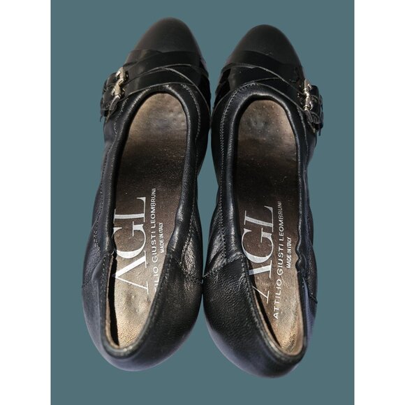 AGL Attilio Giusti Leombruni Belted Wrap Leather Pump Women Size 38 Classic - Picture 2 of 12